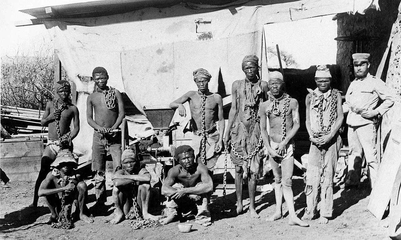 Herero and Nama prisoners in chains, German South West Africa, c.1905 Herero and Nama prisoners in chains, German South West Africa, c.1905